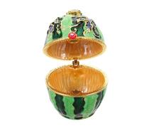 Alipis Hand Painted Enamel Watermelon Hinged Jewelry Box Vintage Metal Trinket Keepsake Organizer for Rings and Collectibles Compact Portable Design for Travel and Home Decor