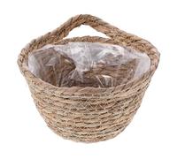 Alipis Handmade Woven Linen Flowerpot Storage Basket Keeps Soil in Place with Double Handles and Inner Film, Thickened Sturdy Plant Basket Brown for Kitchen and Office Use