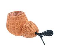 Alipis Handwoven Pear Shaped Willow Basket with Lid Sustainable Rustic Storage Bin for Kitchen Organizer Fall Table Decor Natural Wicker Container for Snacks Photography Prop Art Lovers