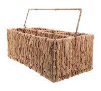 Alipis Handwoven Wicker Cutlery Basket with Compartments Rustic Picnic Flatware Organizer for Kitchen and Outdoor Use Utensil Storage Container with Handle Compact Woven Silverware Caddy
