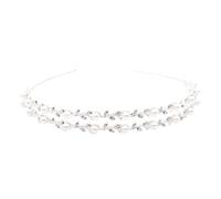 Alipis Headband Rhinestone Leaf Design and Elegant Double Layer Bridal Sturdy Zinc Alloy and Abs Material, Flexible to Wear for Wedding Parties Take Photos