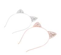 Alipis Headbands Lightweight Alloy for Girls Glitter Cat Ear Headbands 2pcs Multi-function Hair Accessories Portable for Graduation and Holiday Carnival