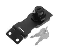 Alipis Heavy Duty Keyed Hasp Lock for Metal Cabinets and Double Door Storage Secure Drawer and Office Cupboard Lock with Screws Black Latch Replacement for Home and Workplace Safety