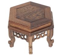 Alipis Hexagonal Wooden Plinth for Home Tea Pot Base and Statue Craft, Solid Wood Coffee Display Base with Sturdy Structure for Indoor and Garden Use