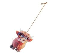 Alipis Highland Cow Decorative Car Hanging Ornament Cute Resin Cow Pendant 9-inch Car Decor Unique Design for Home and Auto Decoration