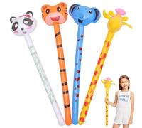 Alipis Inflatable Animals Stick Jungle Inflatable Toys Giraffe Tiger Panda Elephant Stick Hammer Pool Float Toy For Birthday Party Supplies 4Pcs
