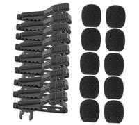 Alipis Iron Microphone Lapel Tie Clip Set Sturdy Black Microphone Mic Clips with Covers 10pcs Universal Compatibility, Easy to Carry, for Voice Chat and Lectures