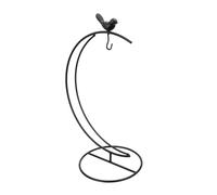 Alipis Iron Pothook Display Stand with Round Base Sturdy Moon-shaped Bird Iron Hanger for Glass Ball Plant Pot Home and Office Ornament Rack for Desktop and Living Decor