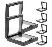 Alipis Jewelry Packaging Case 6 Sets Black PE Film Display Boxes 7X7X2Cm for Rings Bracelets with Floating Suspension Suitable for Jewelry Organizers