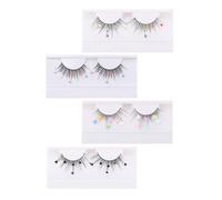 Alipis Kiss so Real Lashes 4 Pairs Thick Fake Eyelashes with Glitter Sequins Lash Extensions Comfortable to Wear Reusable for Daily Life and Parties