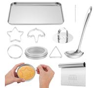 Alipis Korean Sugar Candy Making Tools: Stainless Steel Cookie Cutters Set - 1 Set of Umbrella Triangle Star Round Baking Cake Molds - Sugar Game Kit for Kitchen Party Baking Cookies Tool