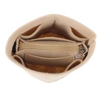 Alipis Large Capacity Felt Tote Bag Organizer Insert for Women, Cylinder Shape Cosmetic Purse Liner with Protective Blocking, Keeps Bag Shape and Organizes Makeup Accessories in Beige