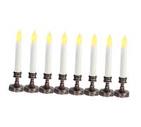 Alipis LED Taper Candles with Brown Base and Warm White Flicker Electric Candle Decorations for Halloween Christmas Festival Party Desktop Ornaments