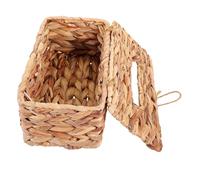 Alipis Light Yellow Woven Tissue Storage Box with Push-pull Groove Design Hand-polished Smooth Surface Napkin Holder for Bathroom Office Multipurpose Desktop Organizer