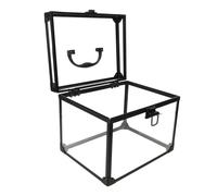 Alipis Lockable Transparent Jewelry Box Large Travel Makeup Organizer with Secure Padlock and Keys Clear Crown Case for Rings Earrings Necklaces Multifunctional Cosmetic Storage for