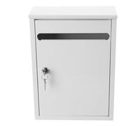 Alipis Lockable Wall-mount Complaint Box with Metal Hanging Mail Slot, White Steel Suggestion Mailbox for School Student Bullying Reports, 1pcs Secure Feedback Letter Container