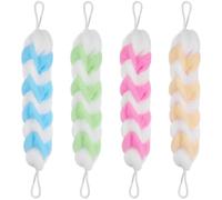 Alipis Long Strip Bath Brush Shower Ball 4pcs with Ropes on Both Sides, Pe Material for Body Exfoliation, Helps Relax and Enjoy the Shower Random Color for Daily Bathing