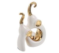Alipis Luxury Ceramic Elephant Couple Sculpture Romantic Tabletop Ornament for Living Room and Valentines Day Couple Decor Modern White Minimalist Decorative Art Statue