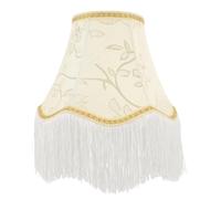 Alipis Macrame Lamp Shade - Retro Lampshade with Embroidery Flower - Vintage Tassel Shade for Table Lights -with European Victorian Fringe Trim Style for Bedroom