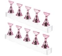 Alipis Manicure Practice Rack 2 Sets 10pcs Acrylic Nail Art Practice Stand with Electroplated Pink Base for Nail Salon Training