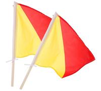 Alipis Match Signal Flags 2Pcs Red Yellow Commanding Handheld Flags 35X35Cm with Grip for Performance and Traffic Safety
