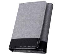 Alipis Men’s Small Canvas Trifold Wallet with Denim Accent, Grey Credit Card Holder Pouch, Travel and Outdoor Card Organizer for IDs and Change