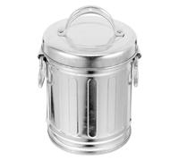 Alipis Metal Bucket Ashtray with Lid, Silver Galvanized Iron Ashtray Bucket, Prevents Ash Scattering, Large Capacity, for Cigarette Butts, Bedside Home Office