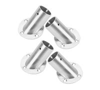 Alipis Metal Curtain Rod Base Angled Clothes Rail 4pcs Stainless Steel Flange Rod Holder Set