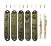 Alipis Metal Mezuzah: 5pcs Vintage Scripture Cases with Scrolls - Jewish Religious Gift for Door Post Decoration And House Warming Blessing