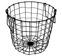 Alipis Metal Wire Laundry Basket, Geometric Style Blanket Basket with Handle, Sundries Storage Holder Hollow Out Round Organizer for Laundry, Home, Bedroom (Black)