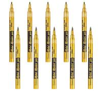 Alipis Metallic Gold Paint Markers with Comfortable Grip 10pcs Oil Based Permanent Markers and Smooth Writing for Model Painting and Repairing on Metal and Surfaces