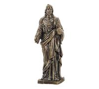 Alipis Mini Brass Jesus Figurine Small Religious Statue Shine Micro Garden Decoration Portable Devotional Token for Home Office Spiritual Faith Display