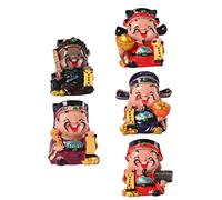 Alipis Mini Cai Shen Decor Small Cai Shen Figure Resin Adorable Desktop Decor for Home Office Lucky Wealth Symbol Creative Statues Set of 5Pcs