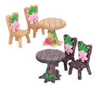 Alipis Mini Table Chair Adornment 2 Sets Craft Decor Resin