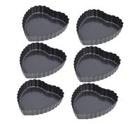 Alipis Mini Tart Pans Excellent Heat Conductivity Elegant Wavy Design Nonstick Carbon Steel 6pcs Heart Shaped Cake Pans with Removable Bottom for Home Baking and Party Preparations