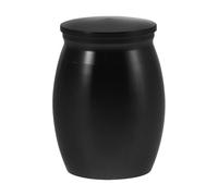 Alipis Mini Urn for Human Ashes Black Aluminum Alloy Engravable