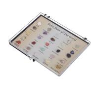 Alipis Miniature Crystal and Gemstone Display Case with Unique Specimens Educational Geology for Portable Storage Box with Learning Guide for Elementary Students