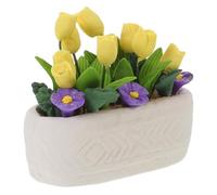 Alipis Miniature Dollhouse Tulip Flowers Artificial Potted Plants Small Faux Bonsai Model for Dollhouse Decoration and Mini Garden Display