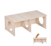 Alipis Multi Chamber Hamster Hide Wooden Cabin with Two Rooms and See-through Design, Chewable Private Space Pet House Suitable for Hamsters, Guinea Pigs, Rabbits in Summer and Winter