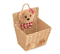 Alipis Multifunctional Cartoon Bear Woven Storage Basket Made from Natural Branches with Khaki Colour, Easy to Carry Household Organizer Suitable for Hotel and Restaurant Use for Boys