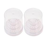 Alipis Nail Drill Bit Holder Storage Box 2Pcs 48-Hole White Case for Salon Manicure Tools