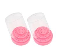Alipis Nail Drill Bits Organizer Stand 2pcs 48-slot Storage Box Pink Nail Grinding Head Display Base for Professional Manicure