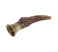 Alipis Natural Amethyst Antler Shaped Ritual Handbell with Crystal and Metal, Pure Resonance for Meditation and Prayer, Gemstone Bell for Spiritual Cleansing and Home Decor, 9x4x2.5cm