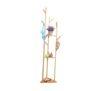Alipis Natural Bamboo Floor Clothes Hanger Stand with Multiple Hooks and Design for Stability Space Saving Multi Functional Clothes Rack and Coat Rack for Indoor Use