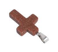 Alipis Natural Stone Cross Pendant Charm Gold Sand Crystal Cross Gemstone for DIY Jewelry Making Suitable for Necklace Bracelet Earring Craft