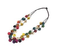Alipis Necklace Coconut Shell round Bohemian Resin Vintage Multilayer with Handcrafted Weaving Pendant, Colourful Jewelry for Women and Suitable for Party Or Daily Wearing