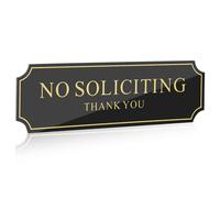 Alipis No Soliciting Sign Self-adhesive Acrylic Weather-resistant Door Sticker for House and Office Front Entry Indoor Outdoor Use Elegant Gold Design