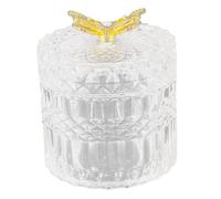 Alipis Nordic Style Embossed Glass Candy Holder with Lid Transparent Mouth Storage Jar for Snacks and Jewelry Decorative Home Living Organizer Premium Glass Container