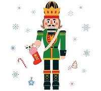Alipis Nutcracker Soldier Sticker Christmas Window Clings with Gold Decals Self-Adhesive PVC for Festive Home and Party Decoration 35.43X12.6 Inches
