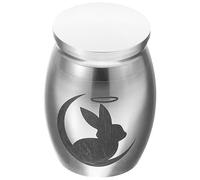 Alipis Pet Urn Bunny Cremation Urns Portable Stainless Steel Silver Memorial Desktop Space Holder for Pet Ashes